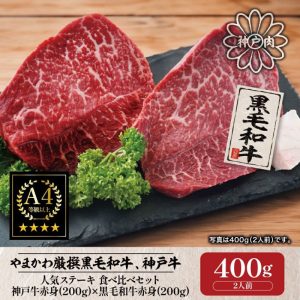 【神戶牛×黑毛和牛】牛排紅肉對比（神戶牛紅肉200g×黑毛和牛紅肉200g）1